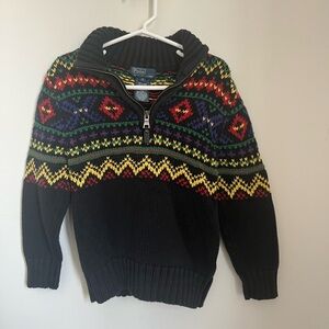 Ralph Lauren kids Colorful Patterned Zip Sweater Size 5 100% Cotton